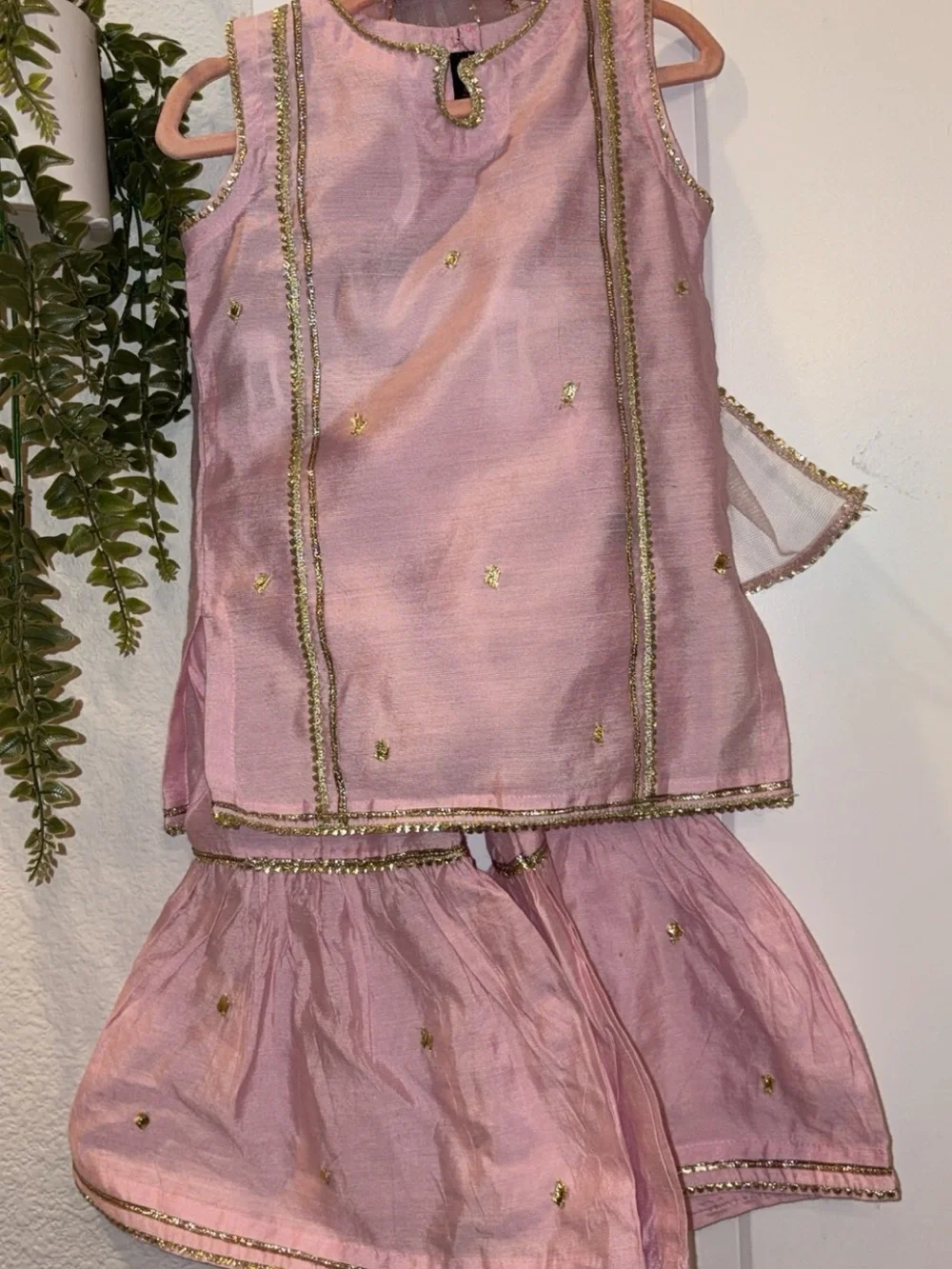 Girls' Pink Embroidered Matching Set infant traditional wear party wedding wear